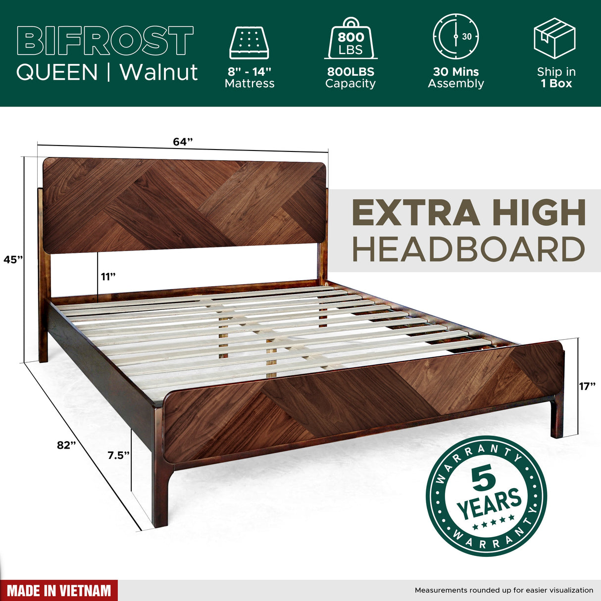 Rorns Bifrost Platform Bed Frame With Headboard