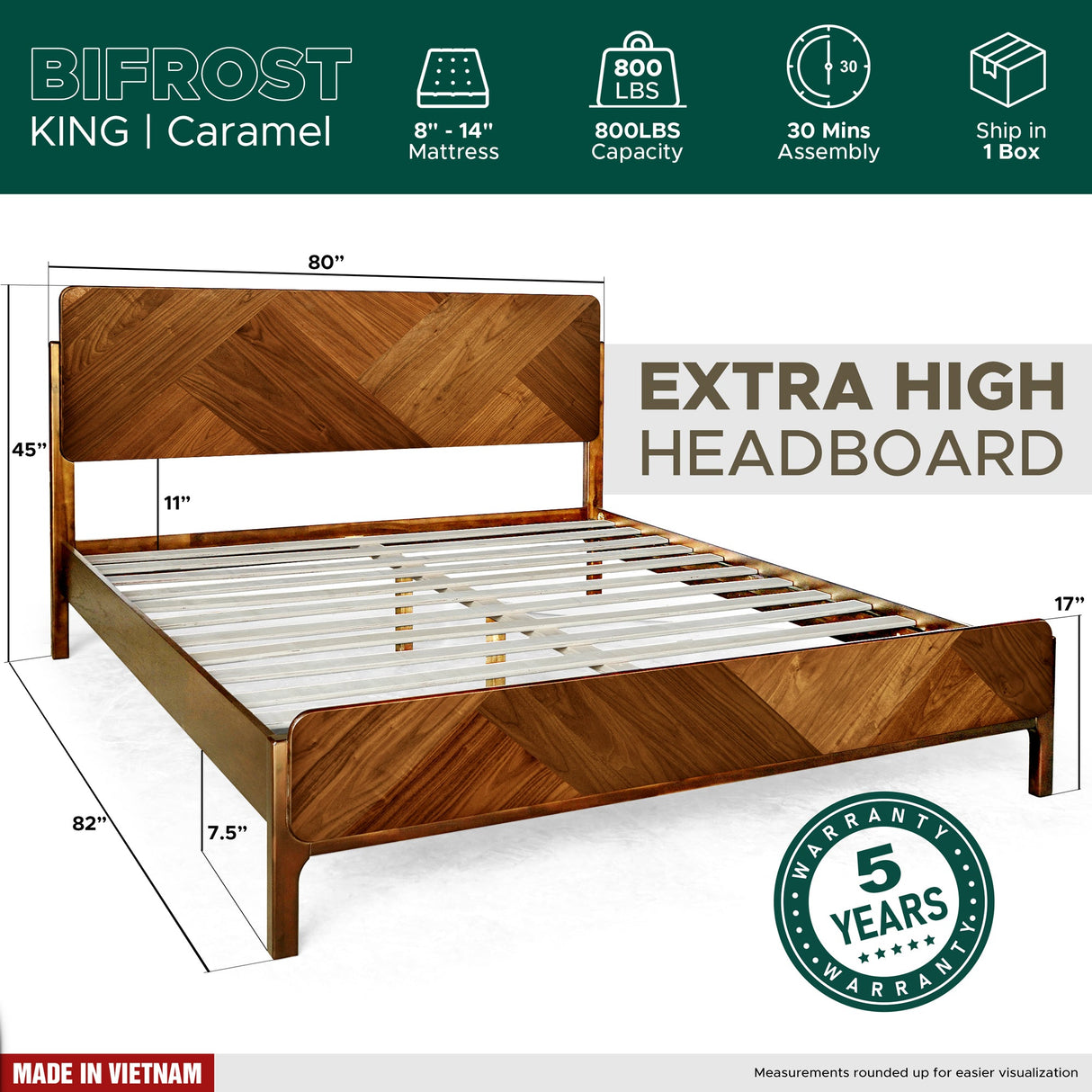 Rorns Bifrost Platform Bed Frame With Headboard