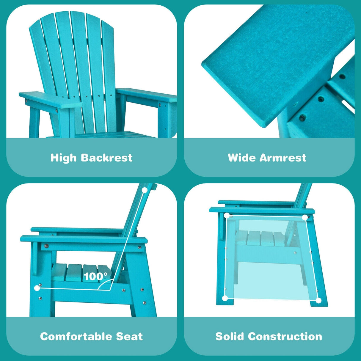 Kids' Adirondack Chair, Turquoise