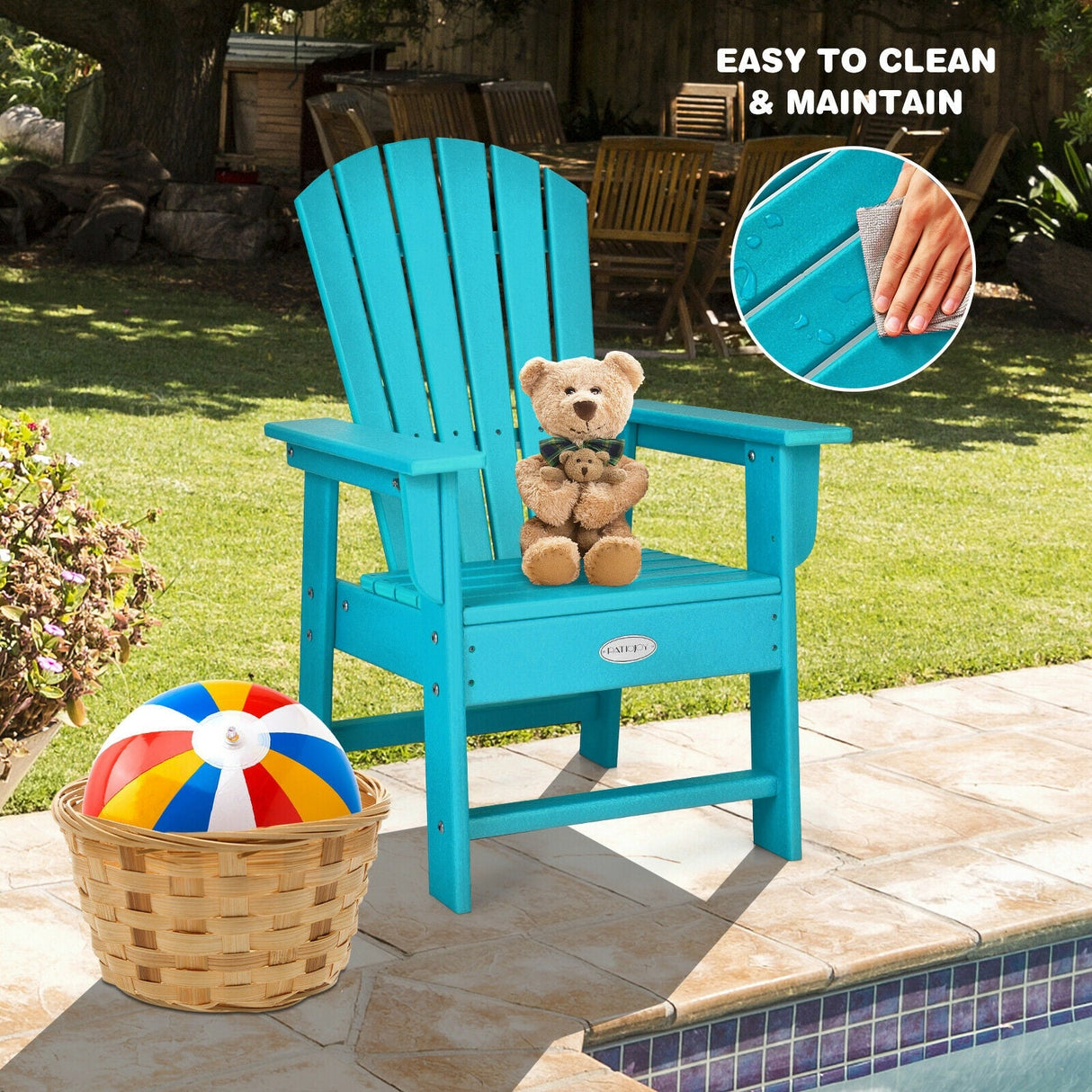Kids' Adirondack Chair, Turquoise