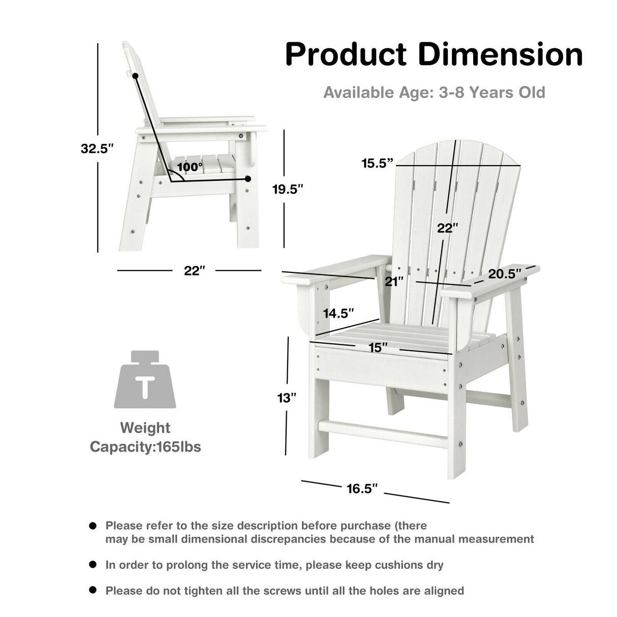 Kids' Adirondack Chair, White