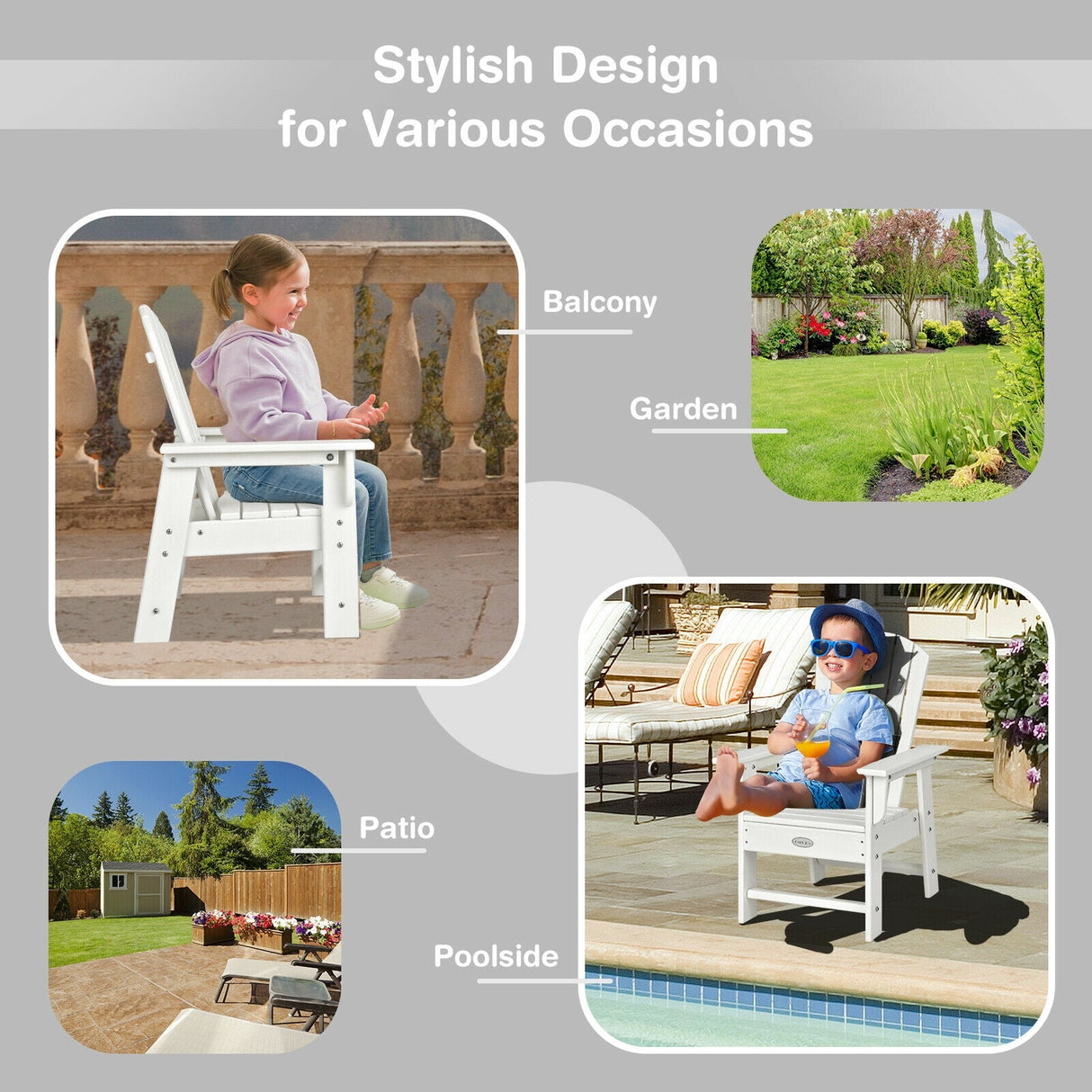 Kids' Adirondack Chair, White