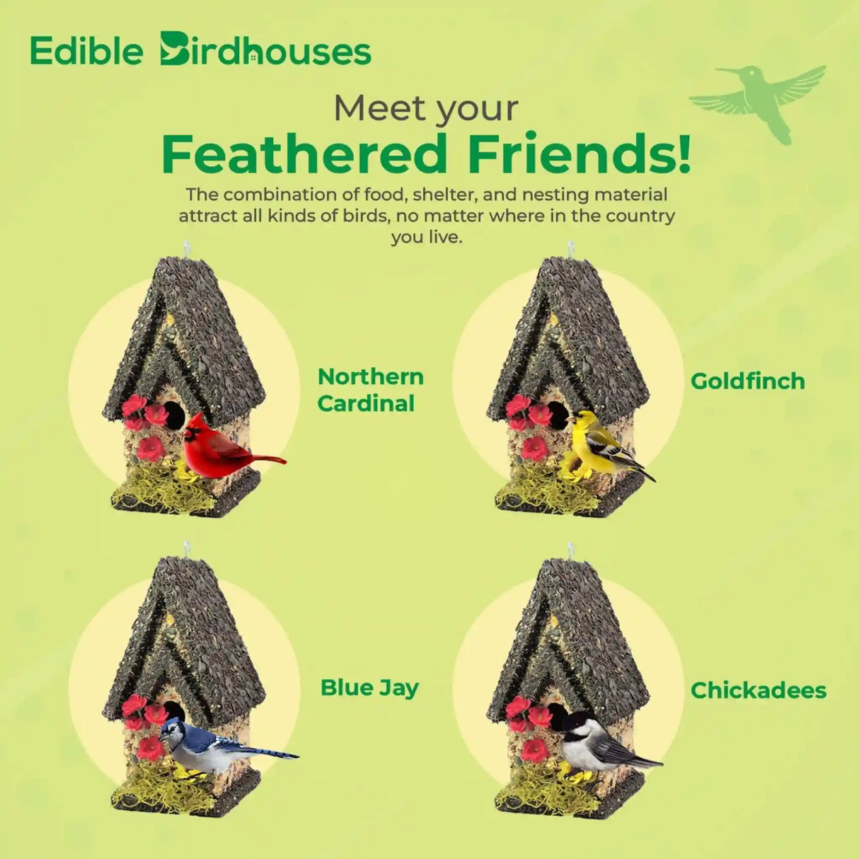 Tall Edible Birdhouse with Dark Roof