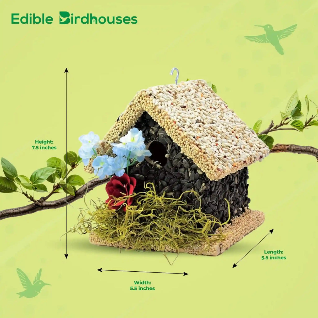 SHort Handmade Edible Birdhouse with Light Roof