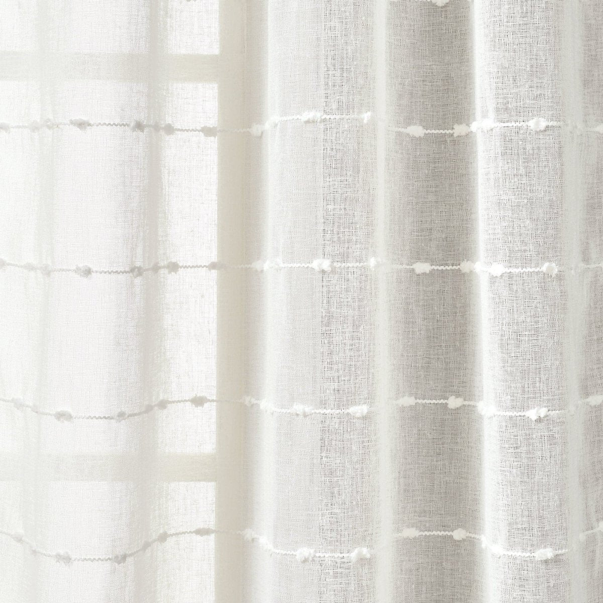 Farmhouse Textured Grommet Sheer Window Curtain Panel Set