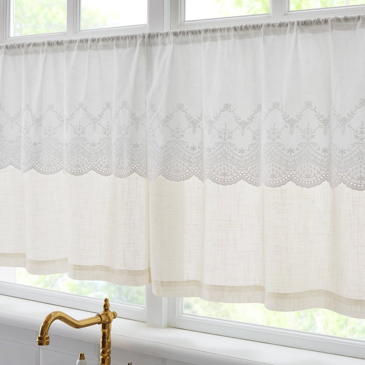 Brigitte Embroidery Eyelet Scalloped Edge Kitchen Tiers