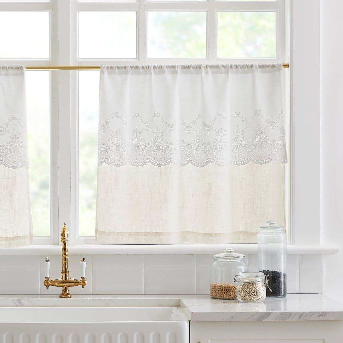 Brigitte Embroidery Eyelet Scalloped Edge Kitchen Tiers