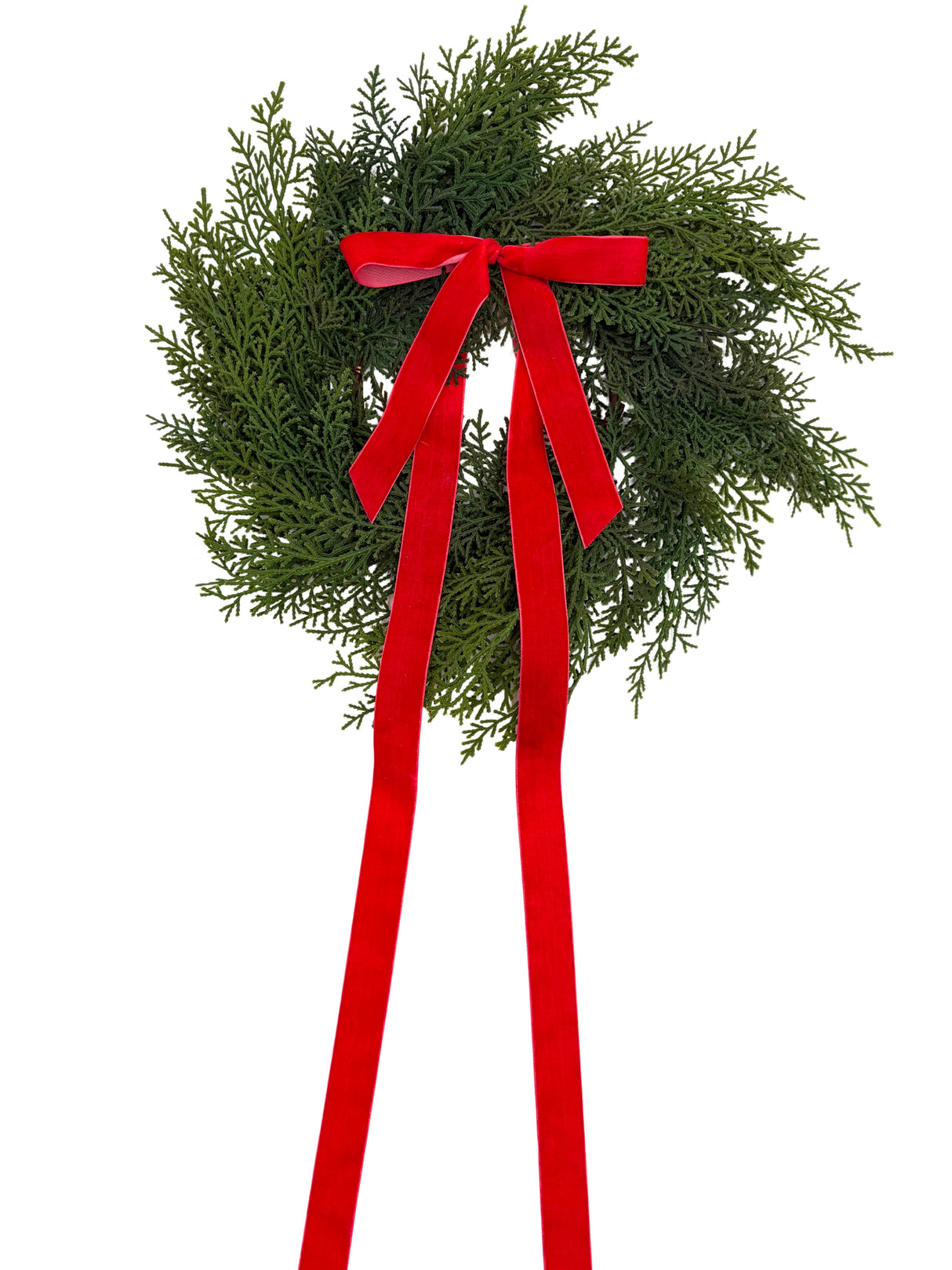 Traditional Red Mini Cedar Cabinet Wreaths with Ribbon