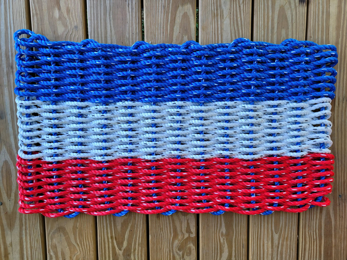 RED WHITE and BLUE stripe Lobster Rope Mat