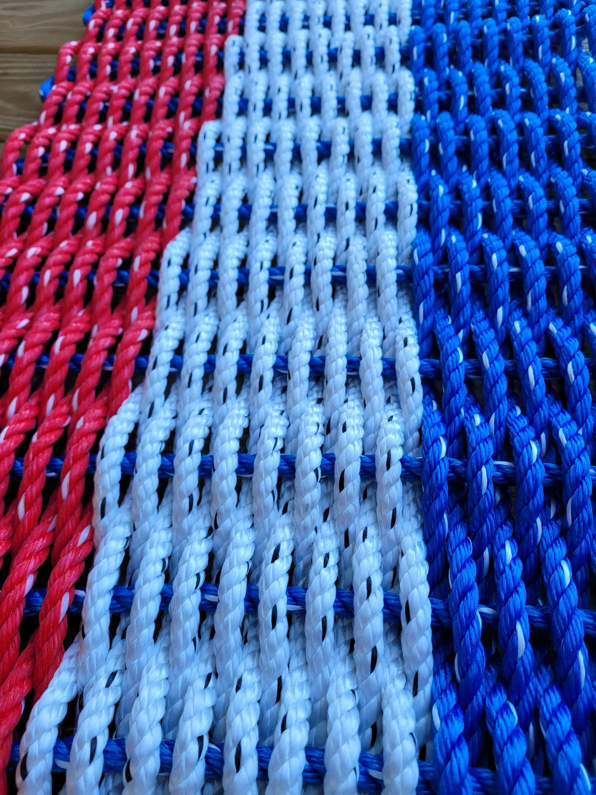 RED WHITE and BLUE stripe Lobster Rope Mat