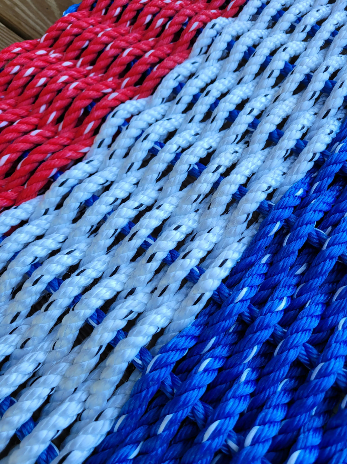RED WHITE and BLUE stripe Lobster Rope Mat