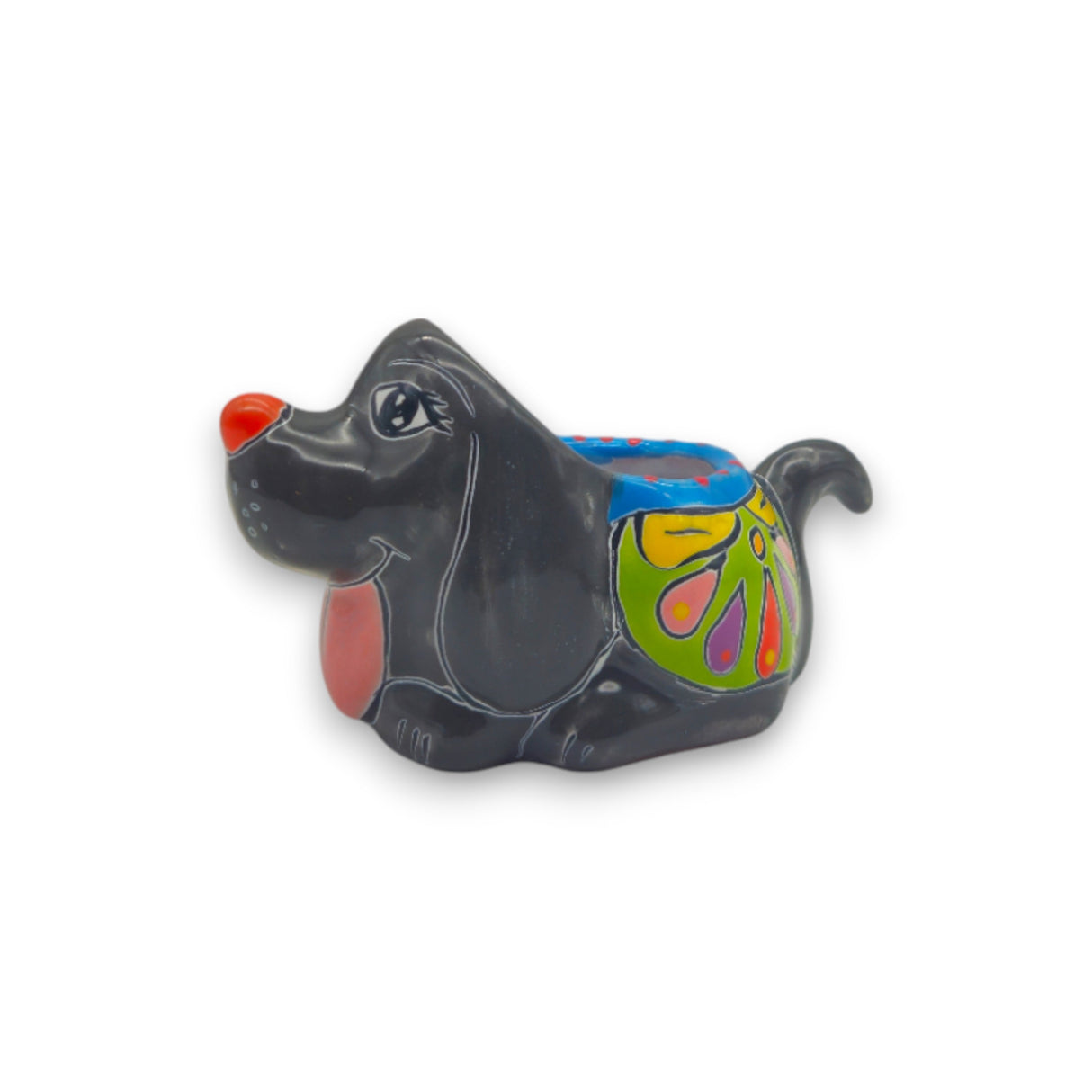 Colorful Talavera Dog Planter | Hand-Painted Mexican Figurine