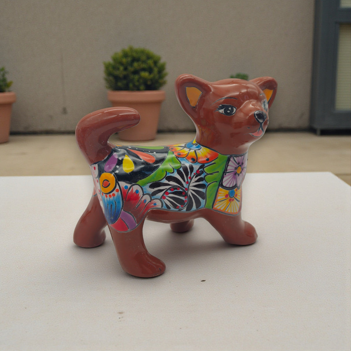 Talavera Chihuahua Dog Figurine | Handcrafted Mexican Art