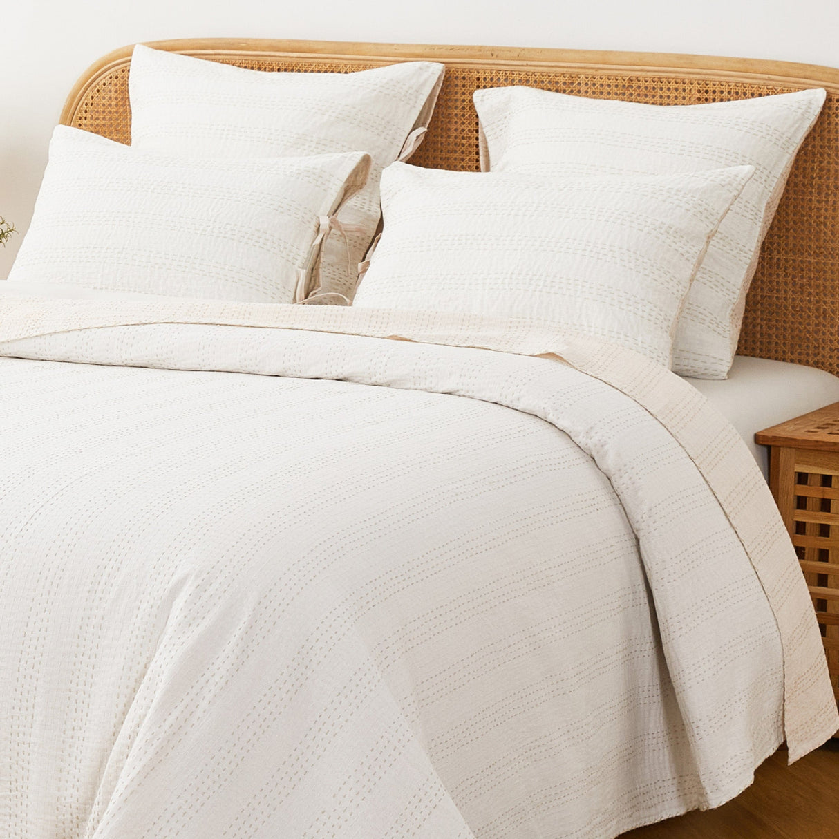 Hand Stitched Reversible Kantha Pillow Sham Pairs