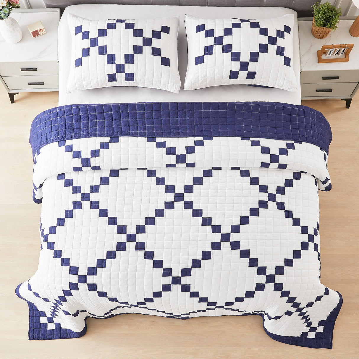 Irish Chain Patchwork Cotton Quilt Set