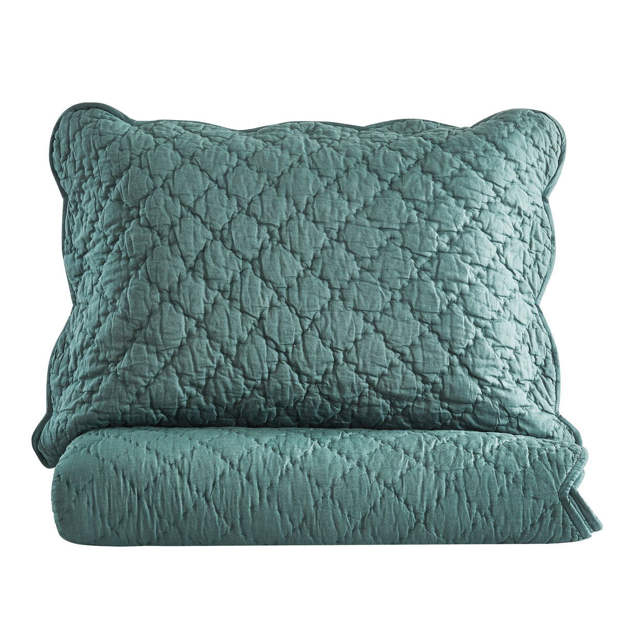 Diamond Scallop Cotton Voile Hand Stitched Quilt Set