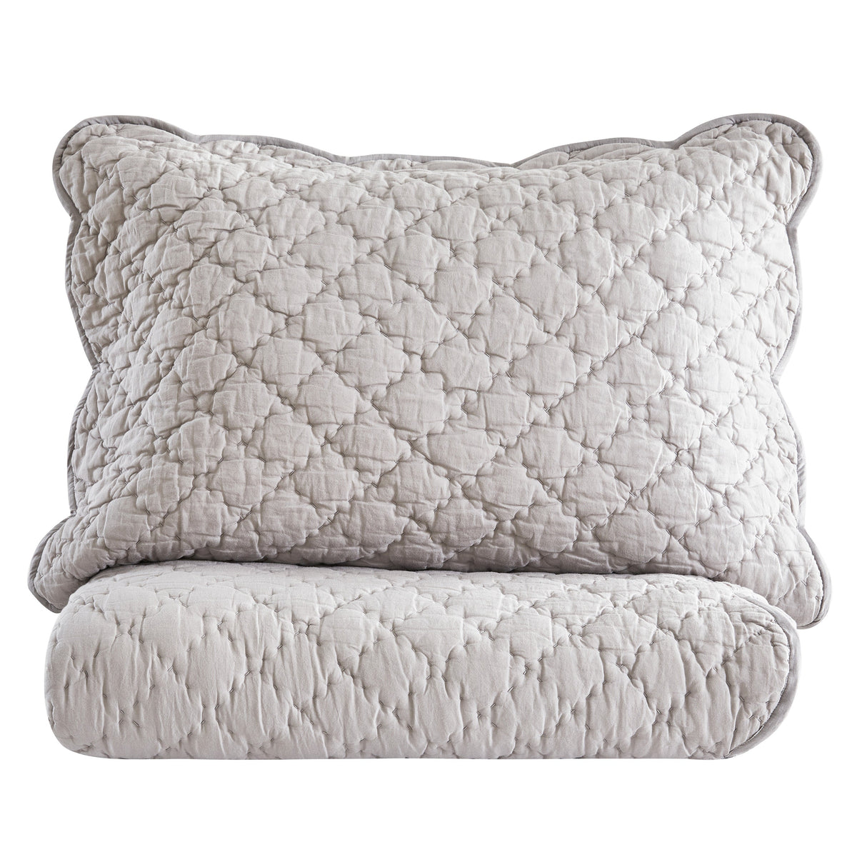 Diamond Scallop Cotton Voile Hand Stitched Quilt Set