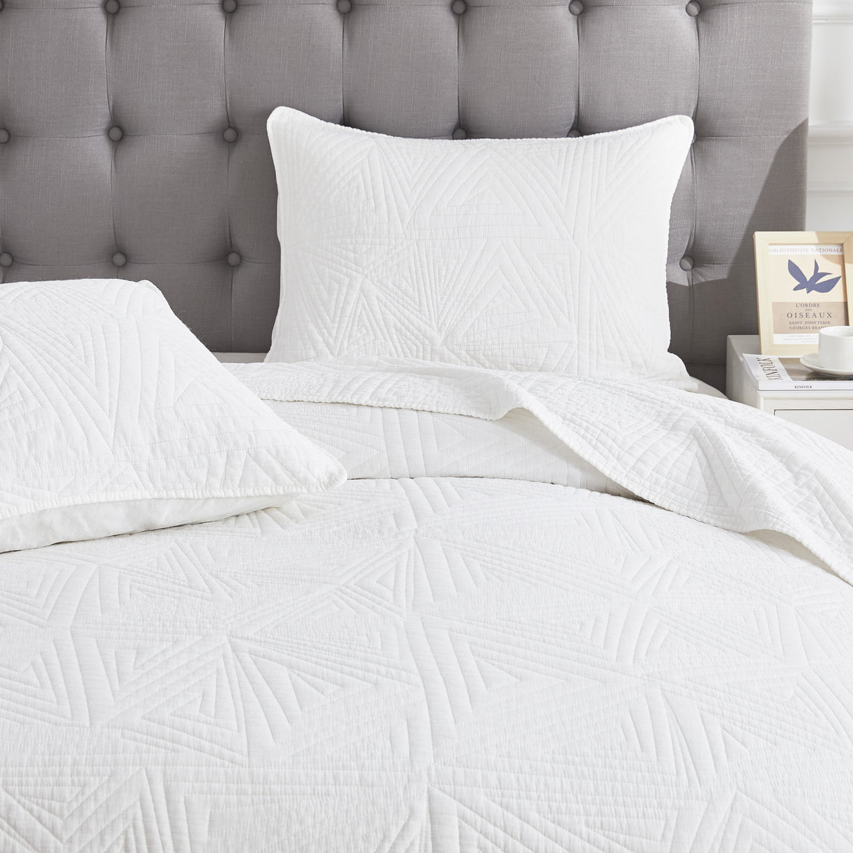 Dancing Triangles Stonewashed Cotton Quilt Set