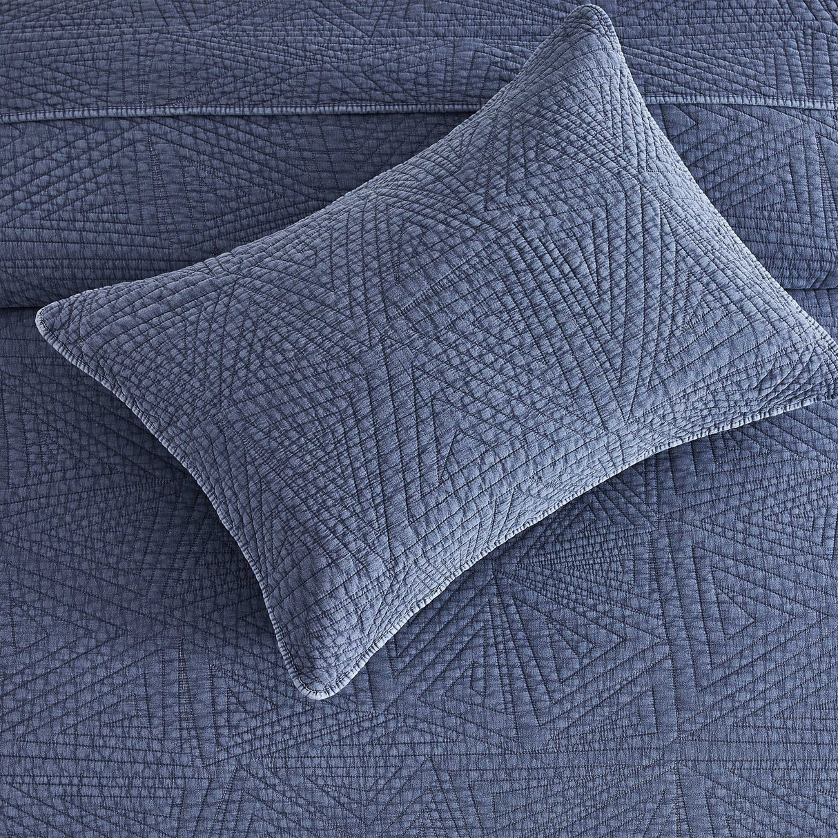 Dancing Triangles Stonewashed Cotton Quilt Set
