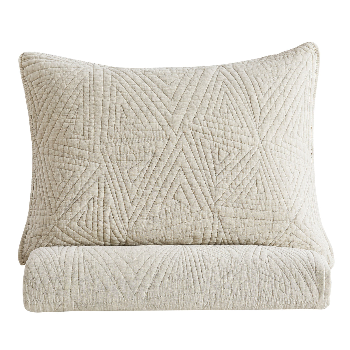 Dancing Triangles Stonewashed Cotton Quilt Set
