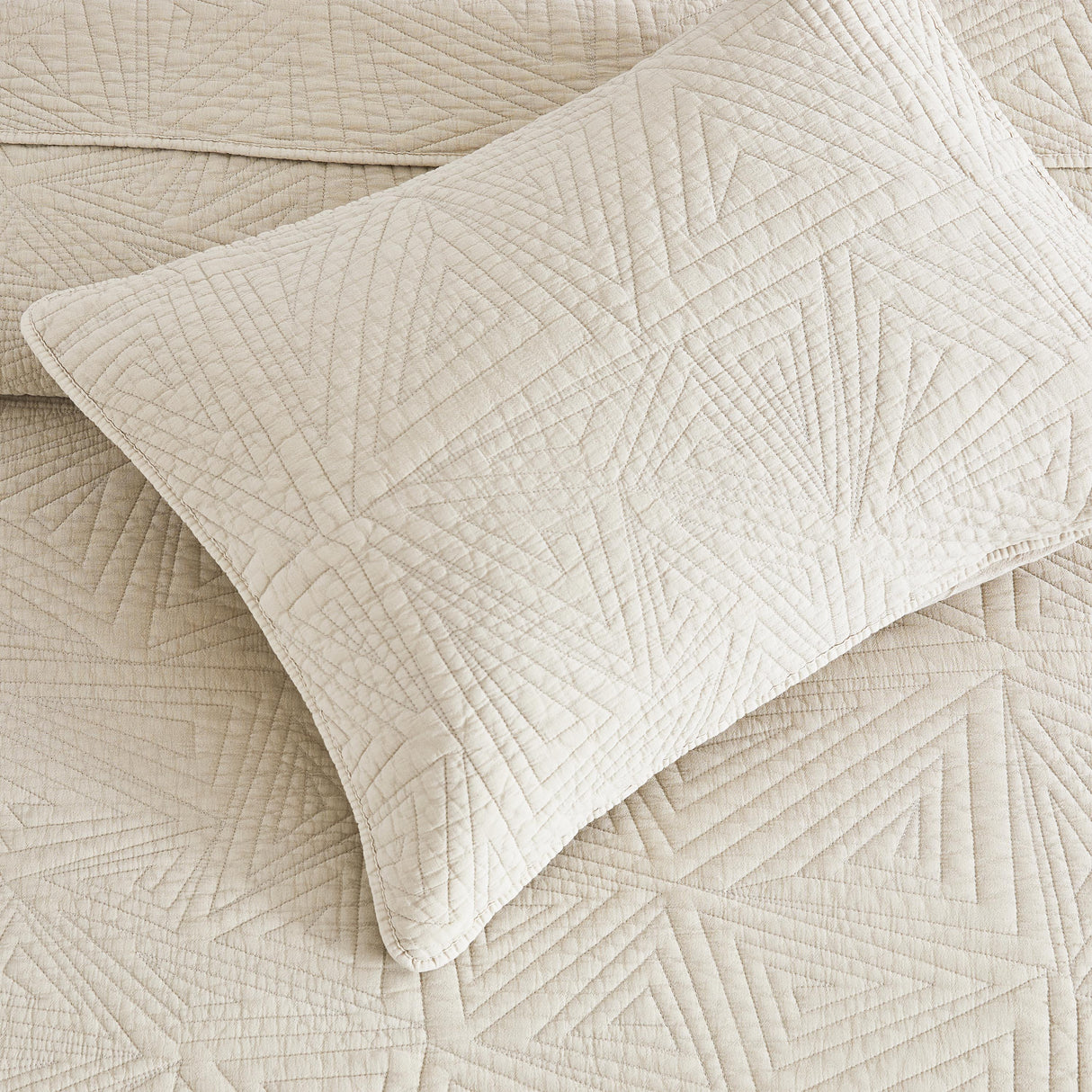 Dancing Triangles Stonewashed Cotton Quilt Set