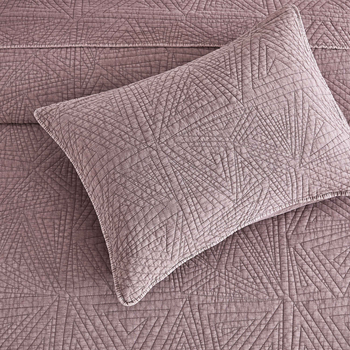 Dancing Triangles Stonewashed Cotton Quilt Set