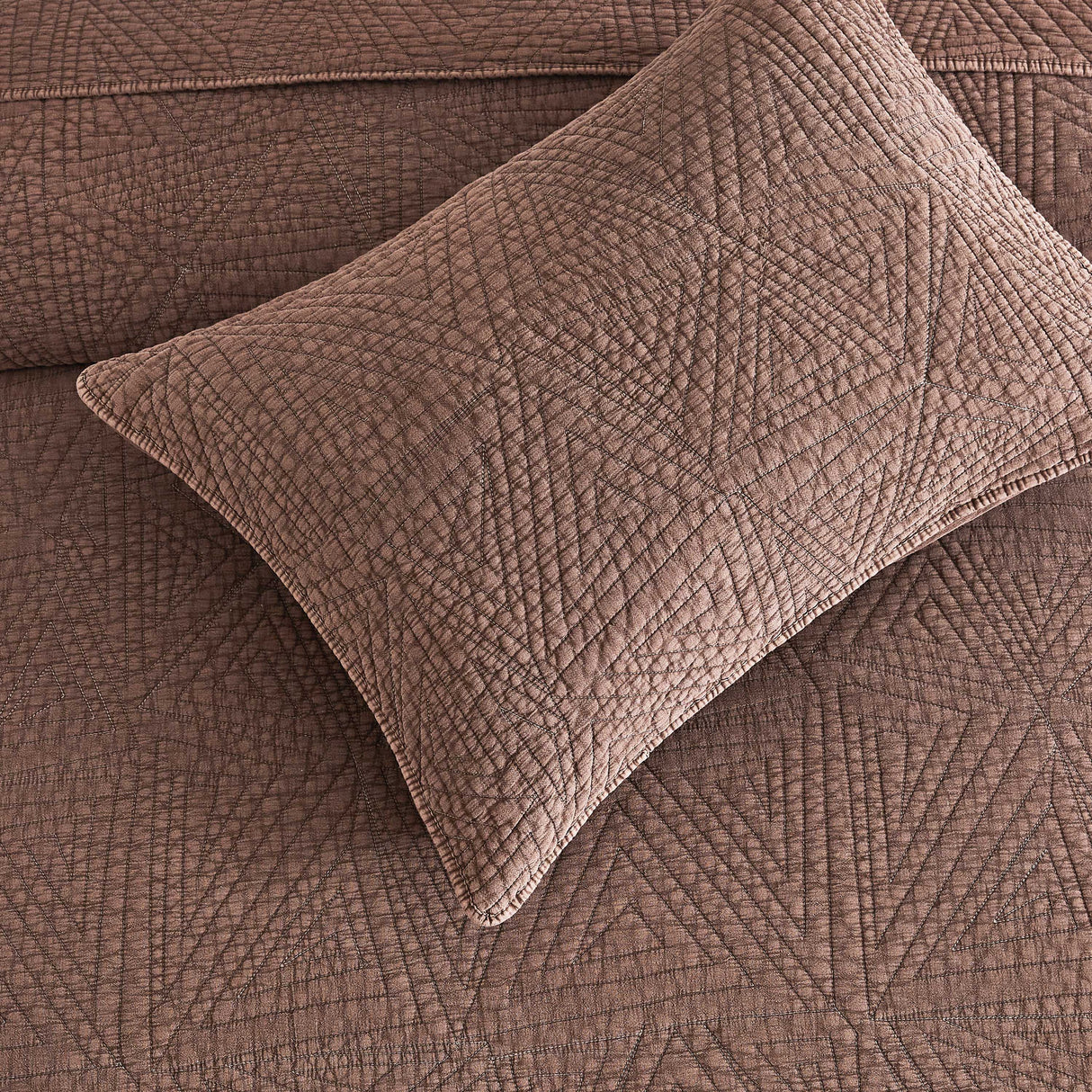 Dancing Triangles Stonewashed Cotton Quilt Set