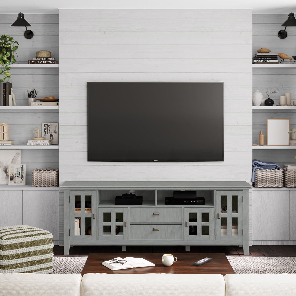 Artisan TV Media Stand, Fog Grey, 72"