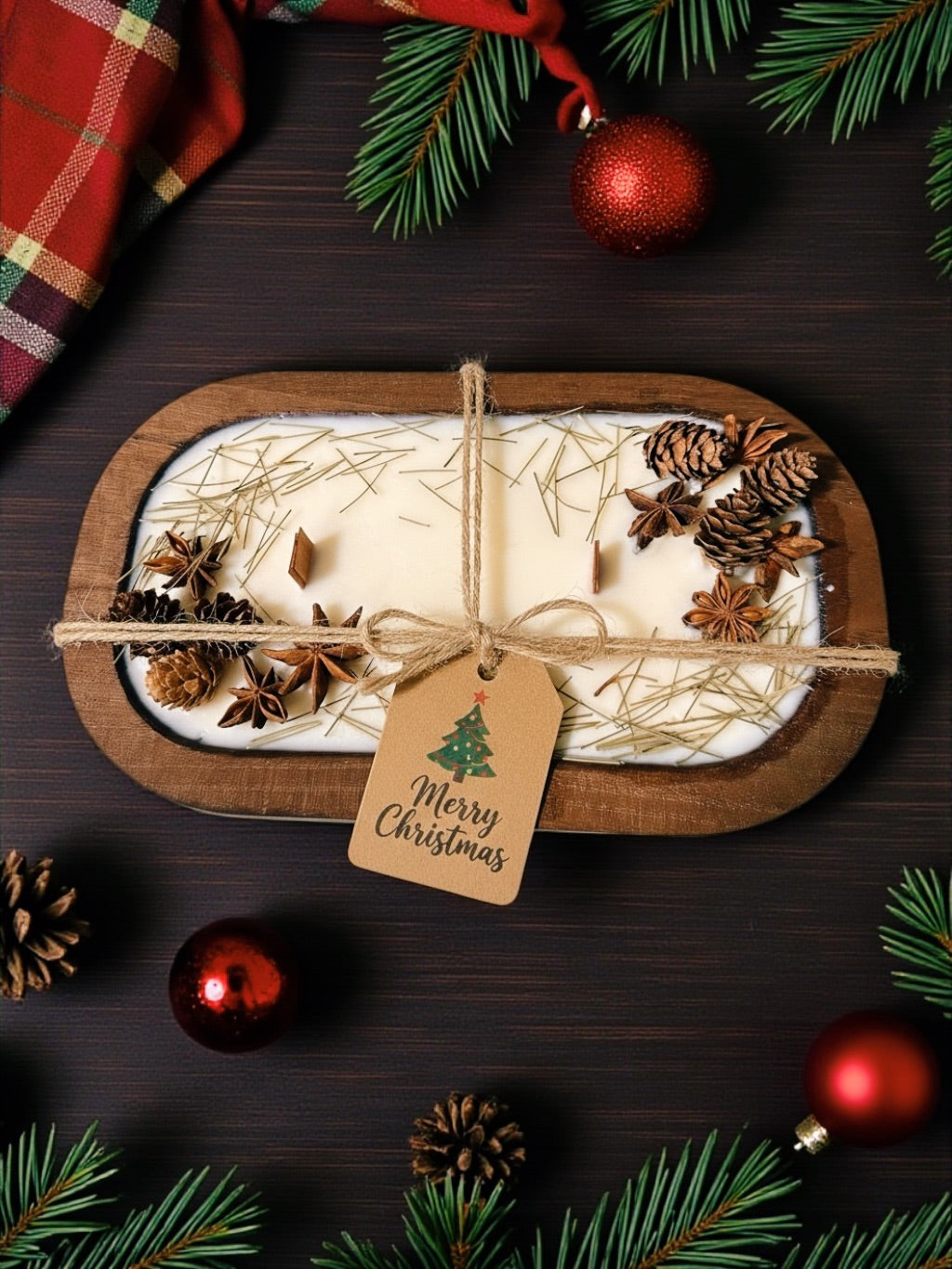 Cedar & Frankincense -- Wood-Wick Christmas Dough Bowl Candles -- by Moon Water Apothecary