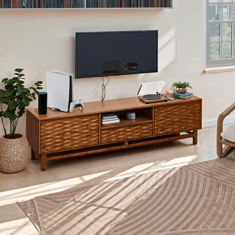 Acacia Elara Solid Wood TV Stand with Storage