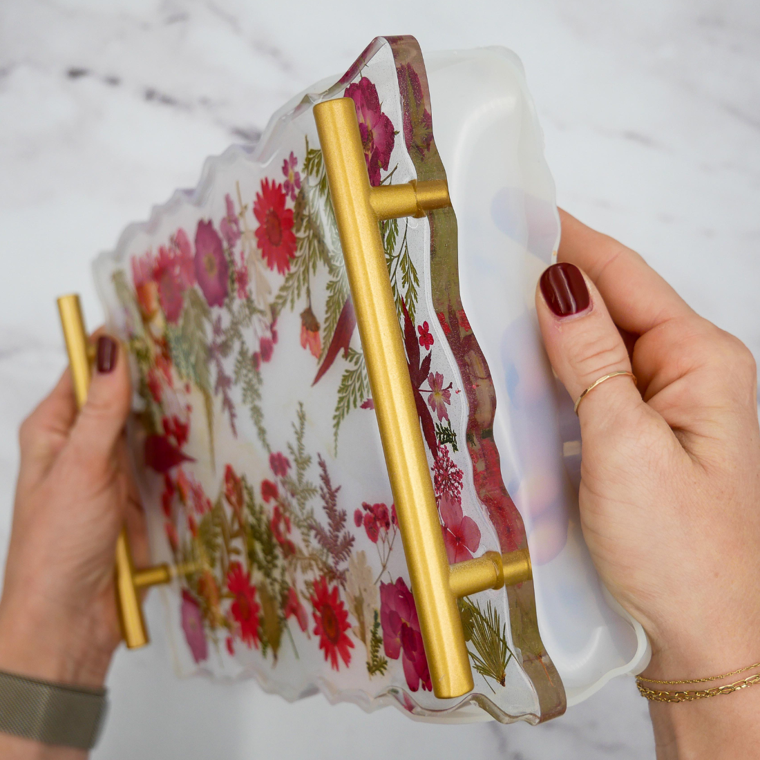 Holiday Floral Resin Serving Tray Kit
