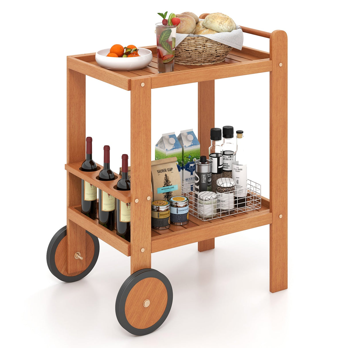 2 Tier Rolling Serving Cart