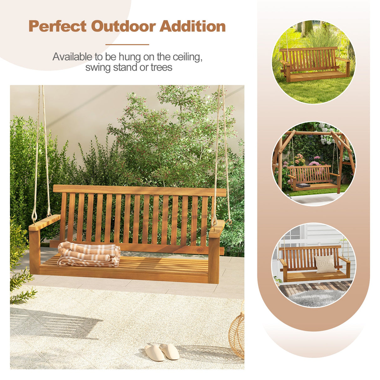 Acacia Wood Porch Swing Bench