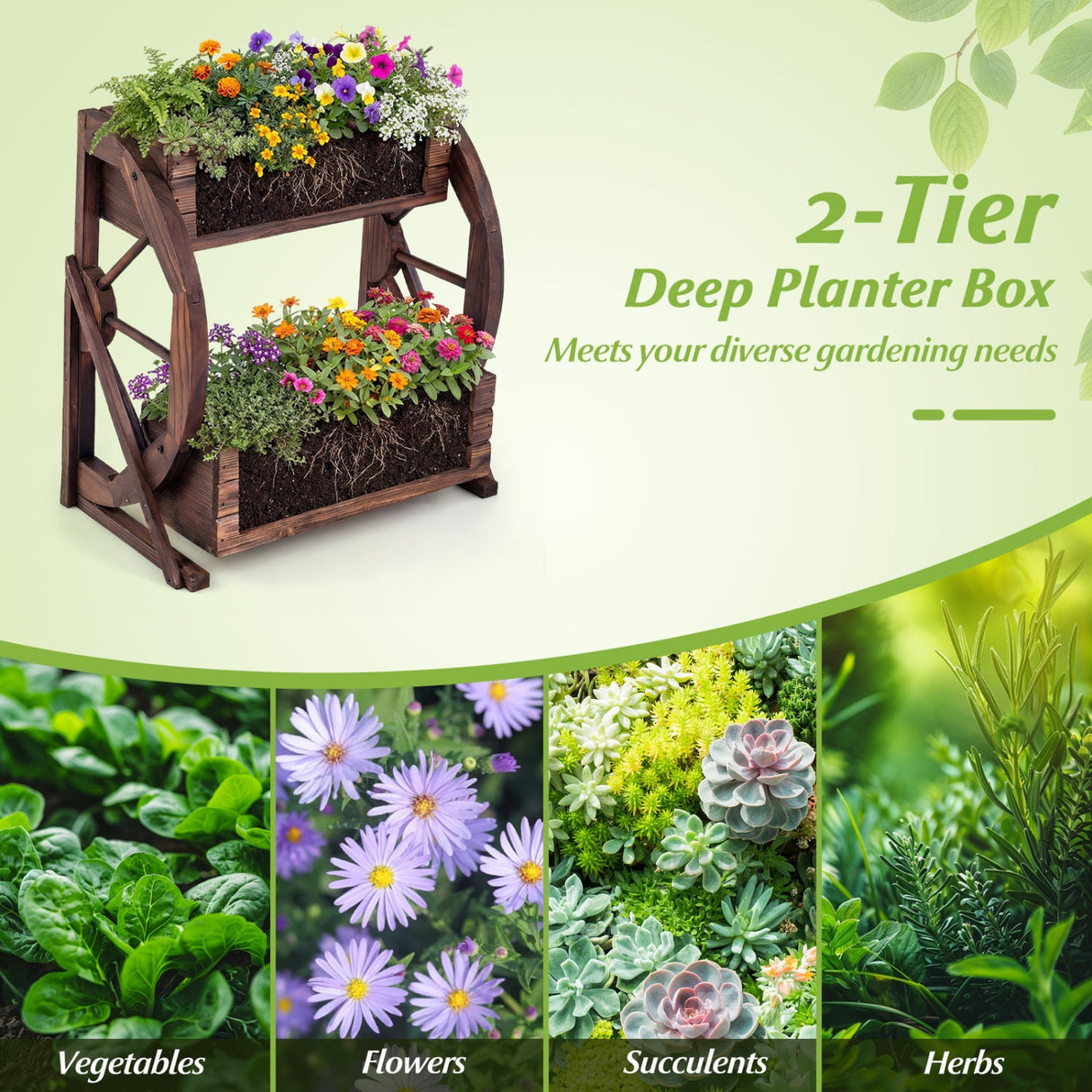 Rustic Wood Wagon Planter