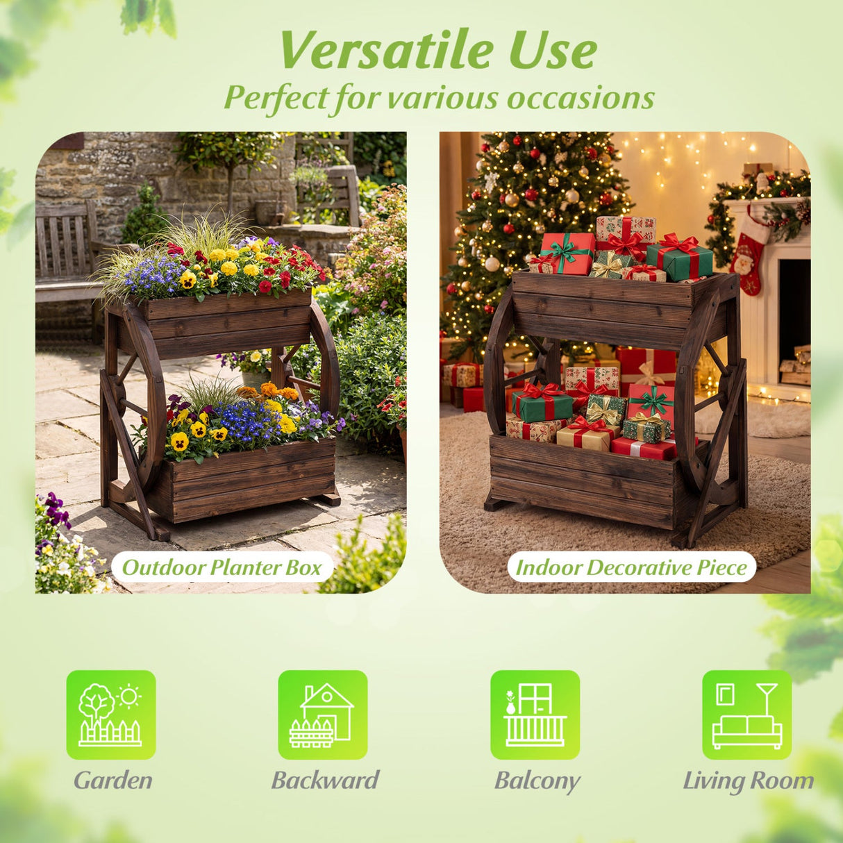 Rustic Wood Wagon Planter