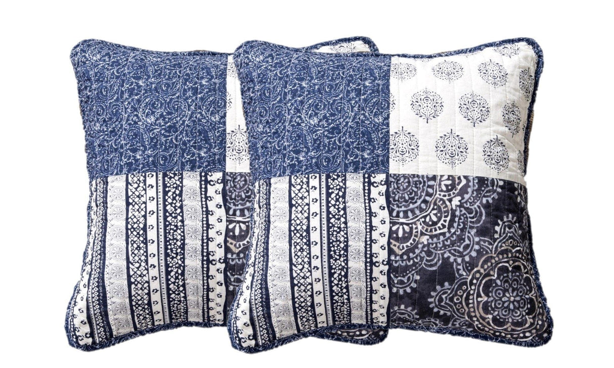 Set of 2-Pieces Bohemian Denim Blue Elegance Throw Pillow Covers