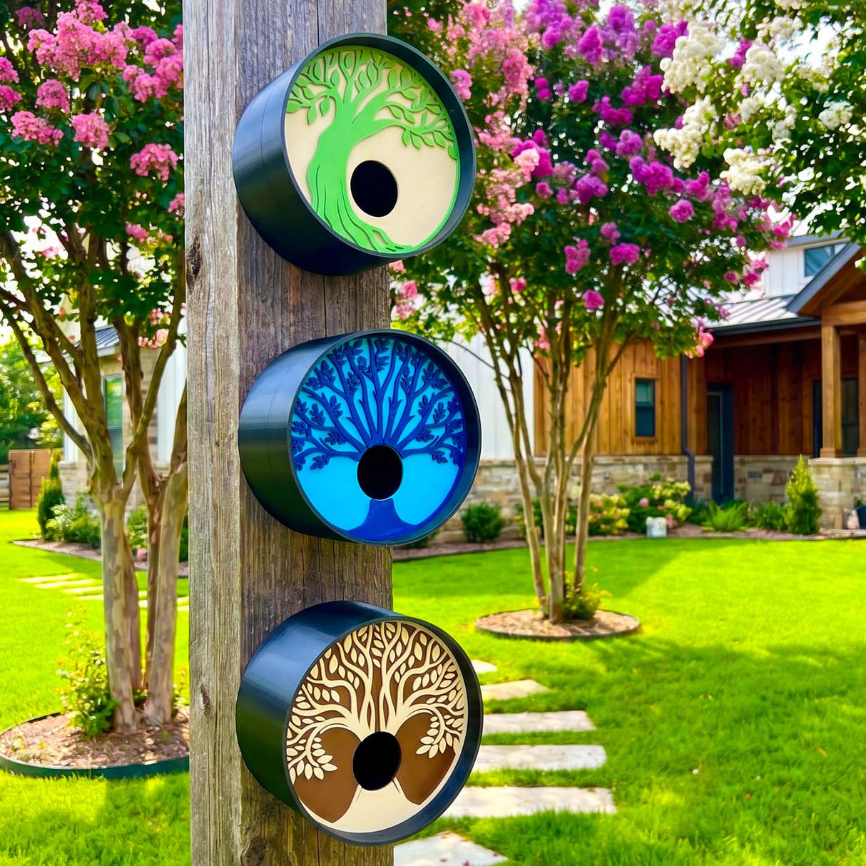 Tranquil Tree Modern Round Birdhouses