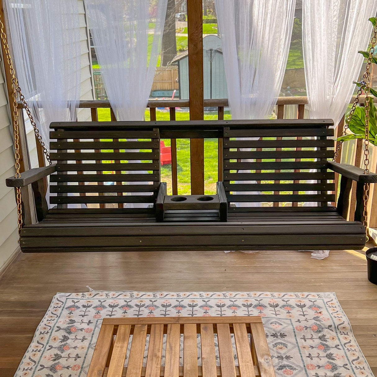 Porchgate Amish Heavy Duty Rollback Console Porch Swing