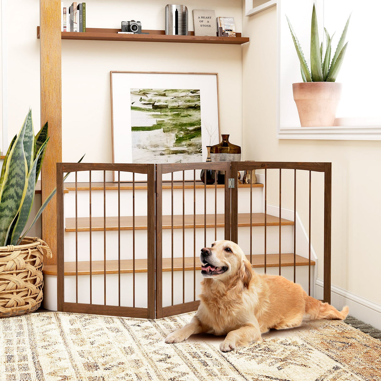 Wooden Pet Fence, Brown, 30"