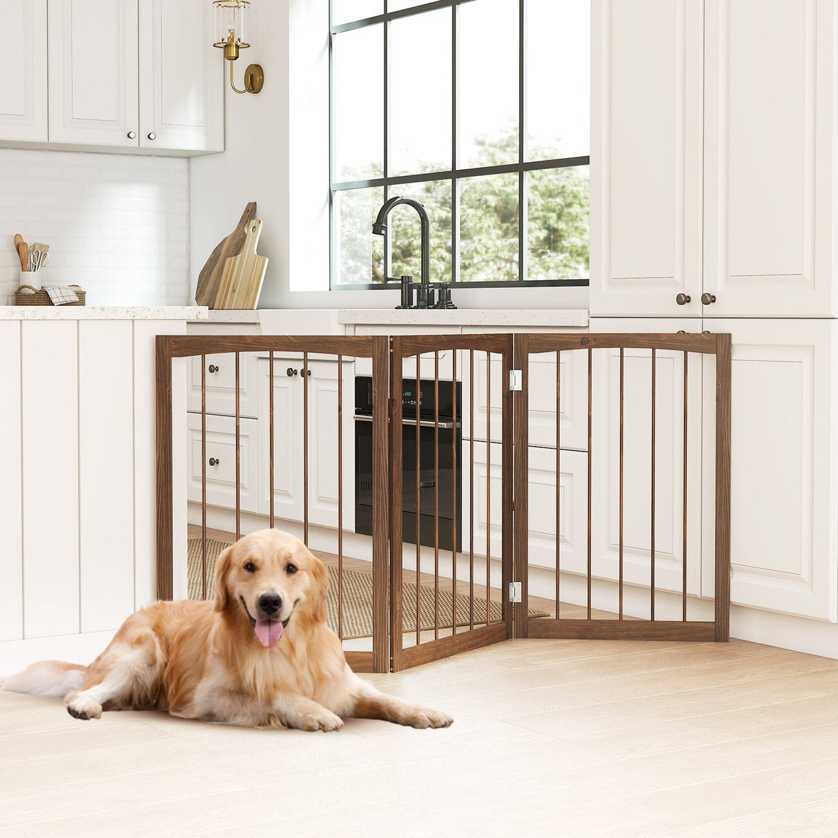 Wooden Pet Fence, Brown, 30"