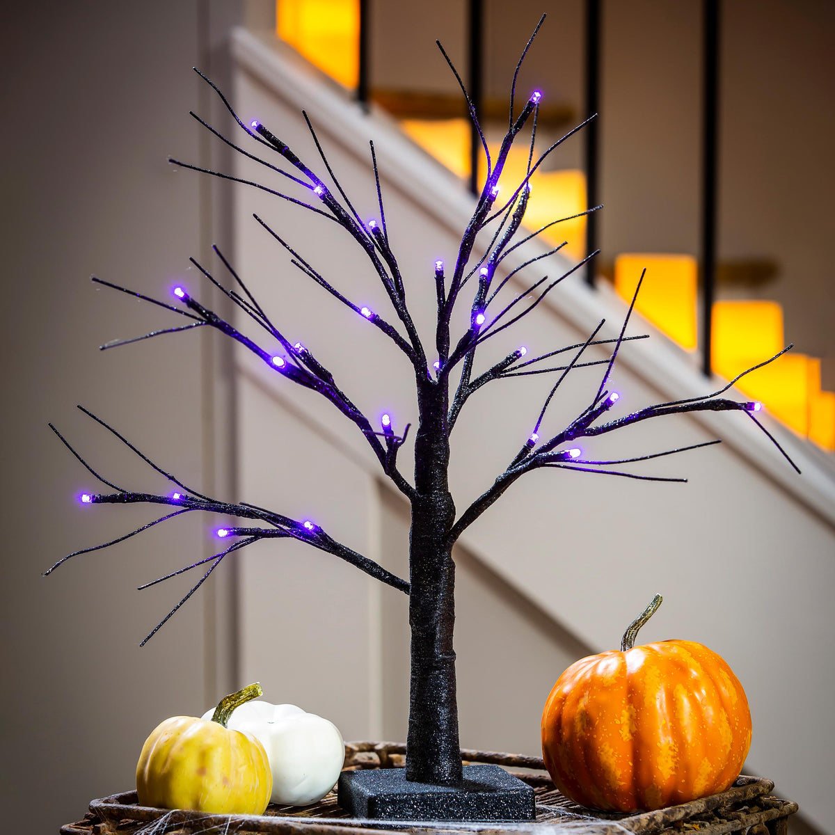 19"H LED Halloween Glittered Tree Plow & Hearth