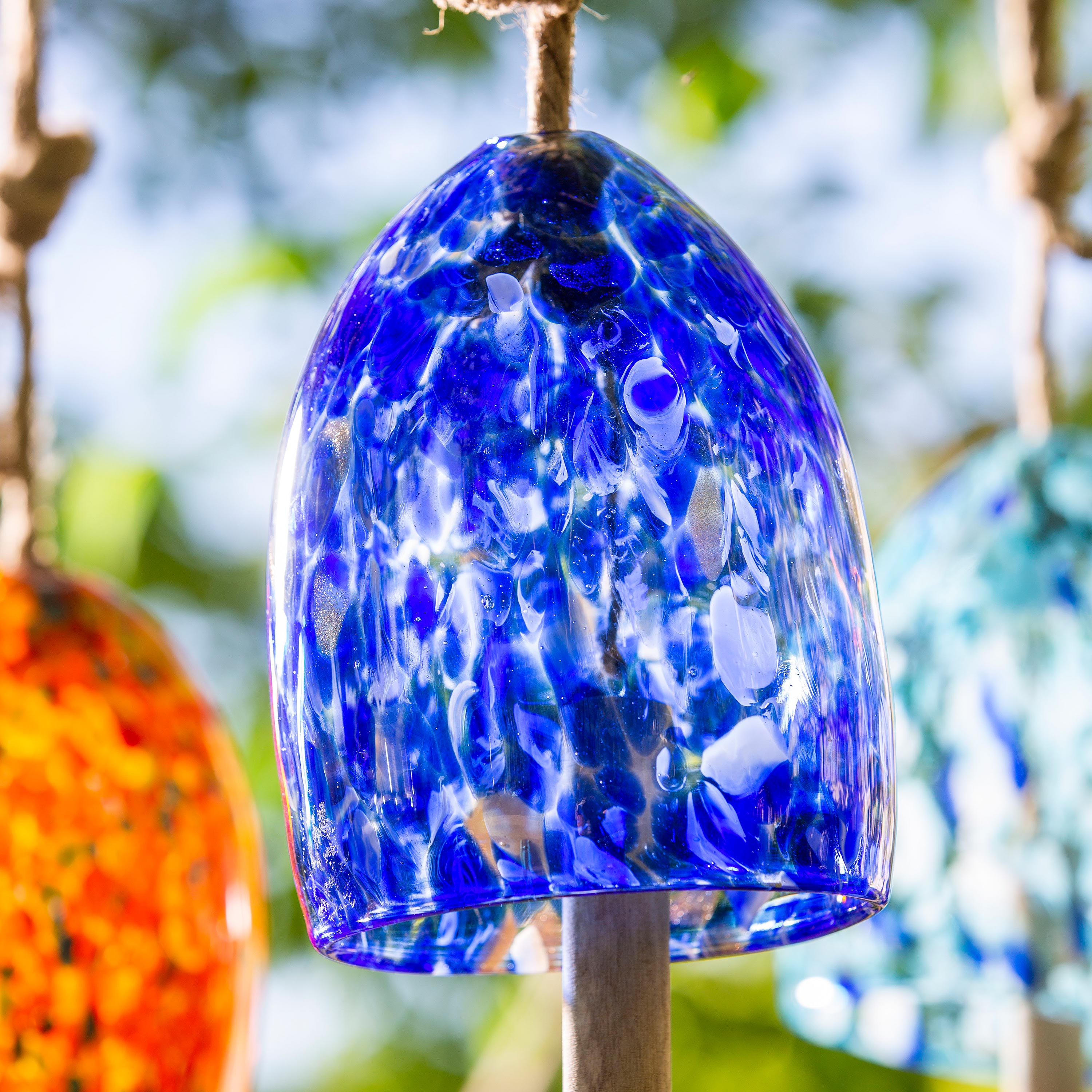 Art Glass Speckle Deep Blue Bell Chime – Plow & Hearth