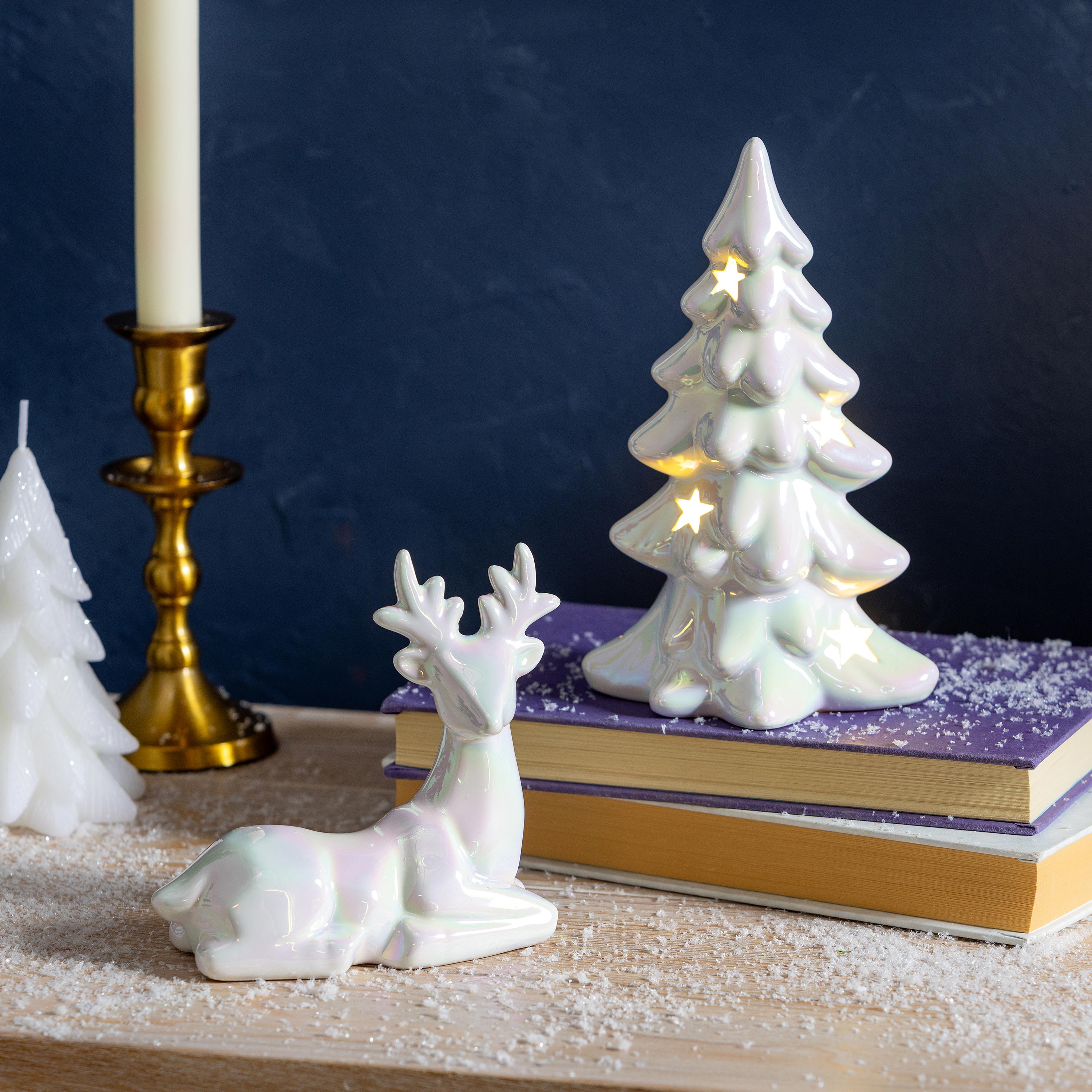 Season to Sparkle LED Table Décor Ceramic Iridescent Tree with