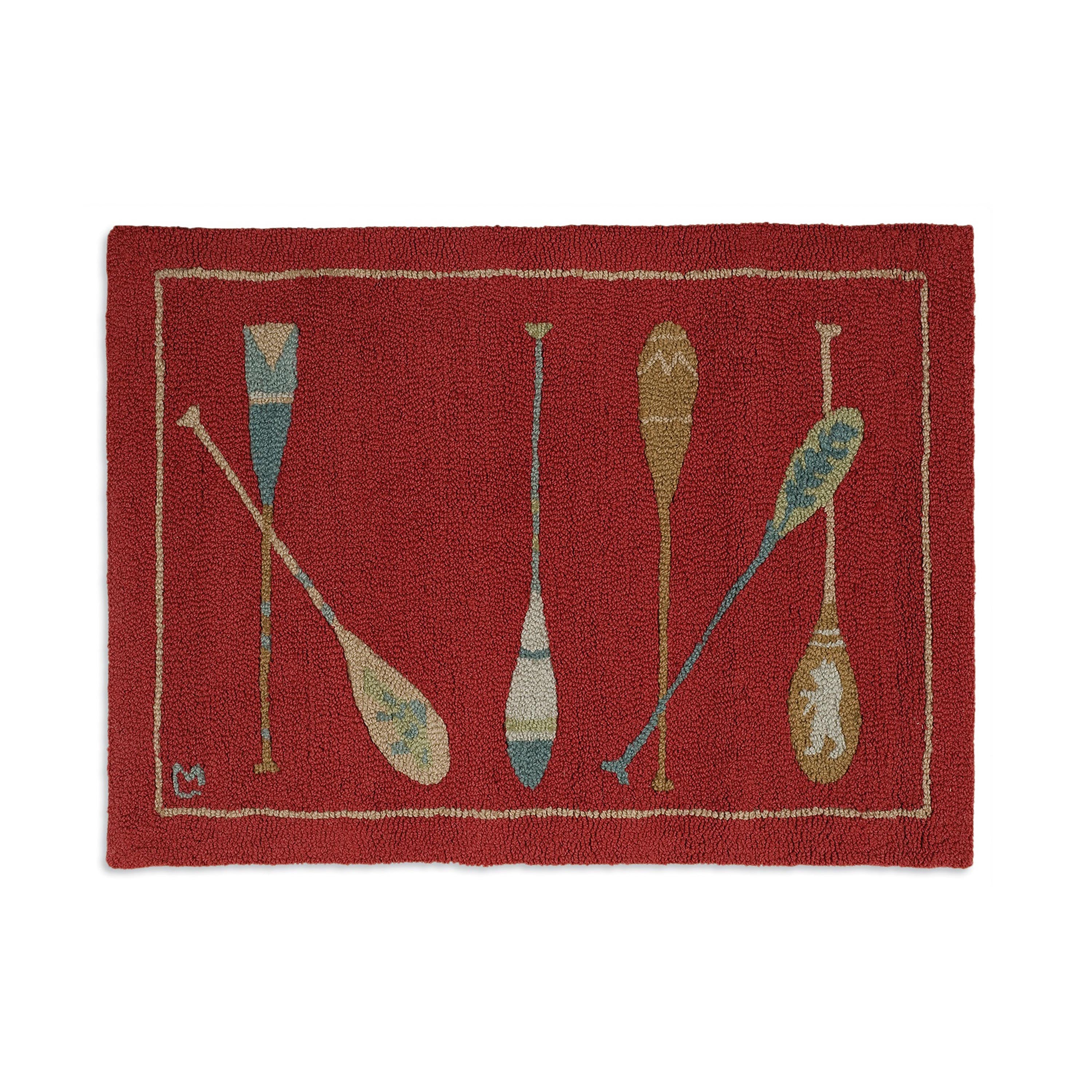 Hallmark Design Collection ラグ 釣り柄 タペストリー Hooked Wool Crimson Paddles Accent Rug – Plow & Hearth