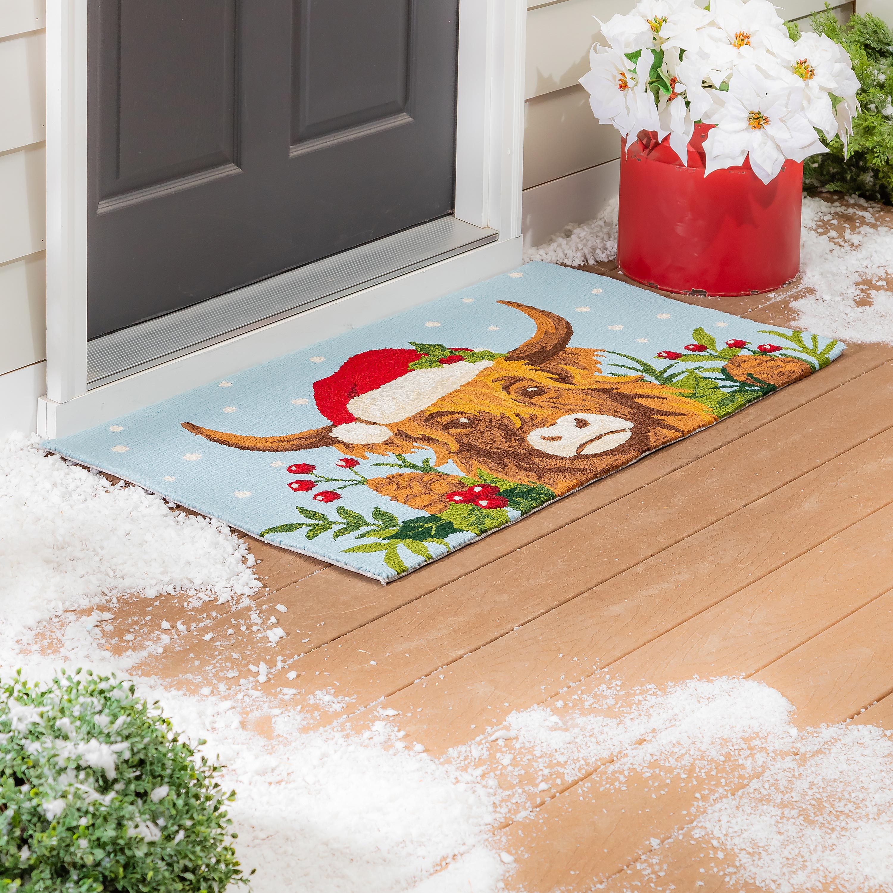 Indoor/Outdoor Hooked Rug Highland Cow Polypropylene, 24