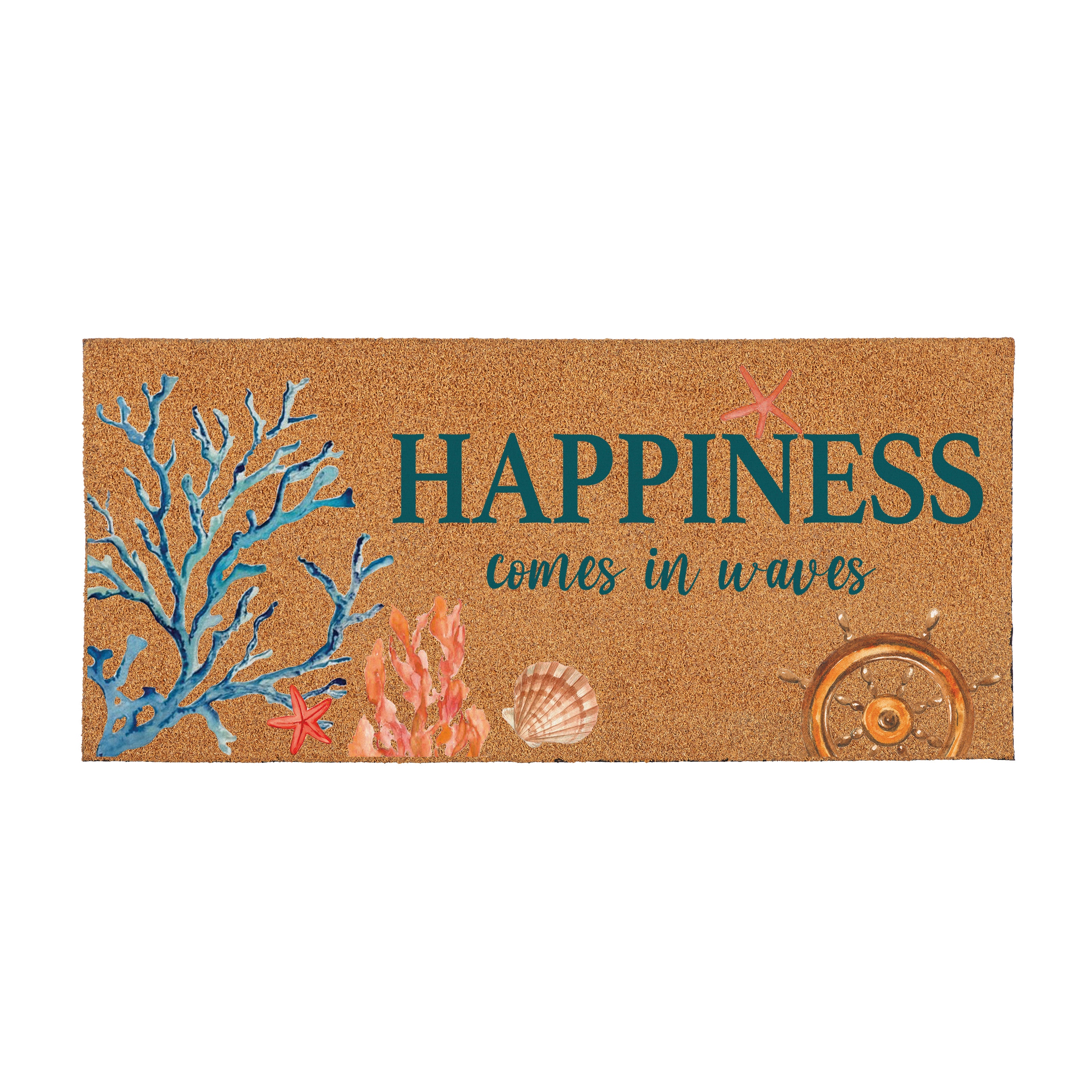 Blue Coastal Beach, Flocked Coir Sassafras Switch Mat 22