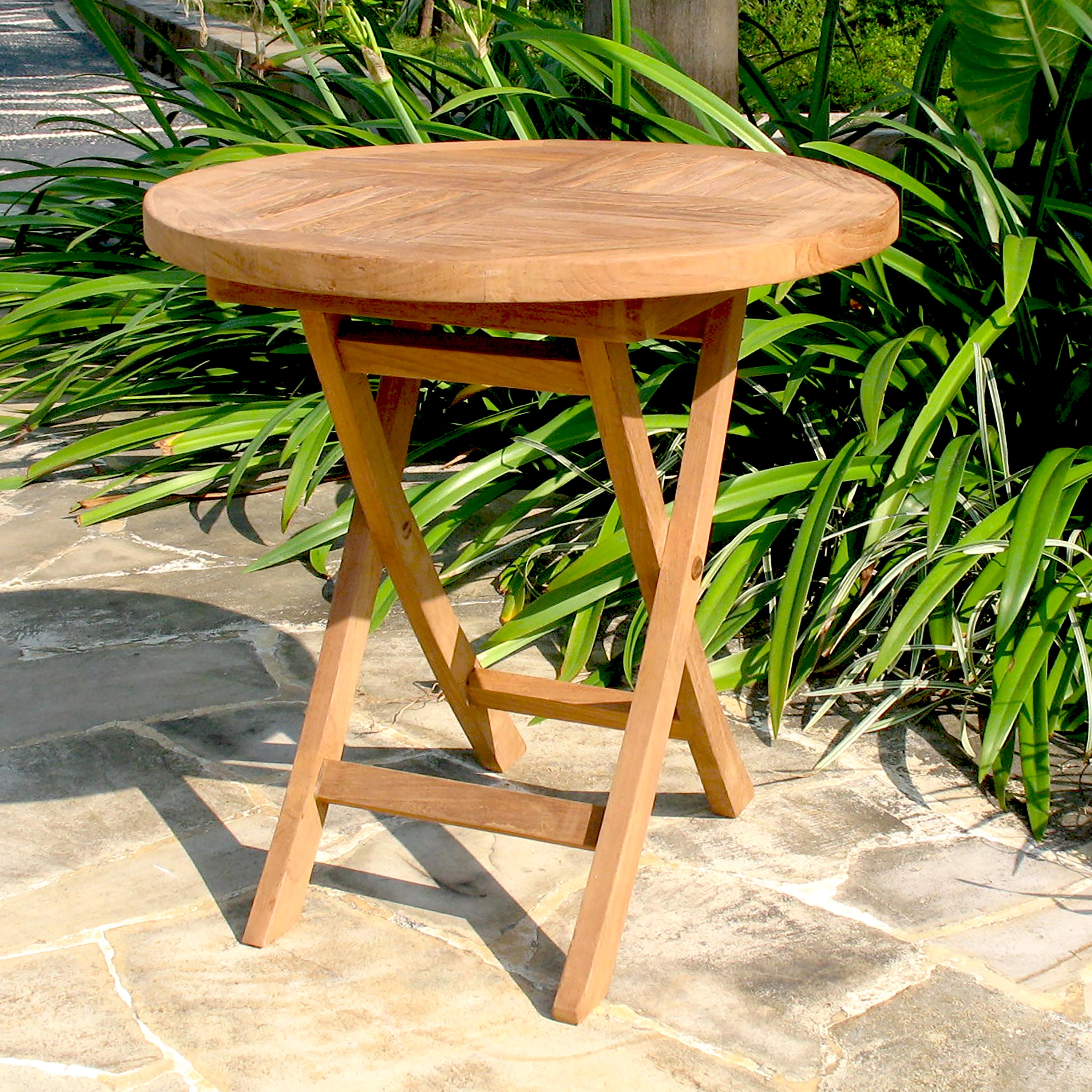 Small Round Teak Folding Side Table – Plow & Hearth