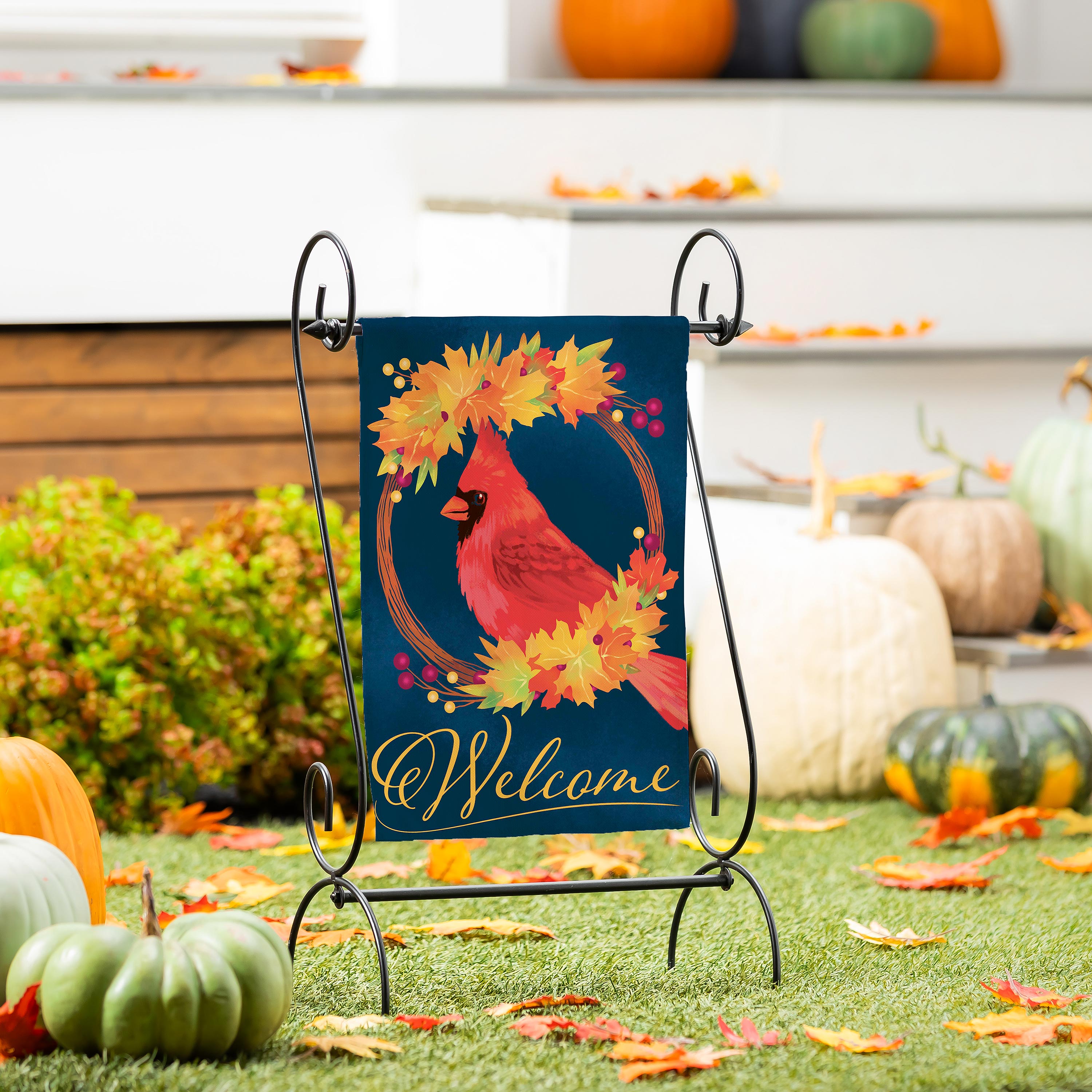 Fall Cardinal Wreath Burlap Garden Flag – Plow & Hearth