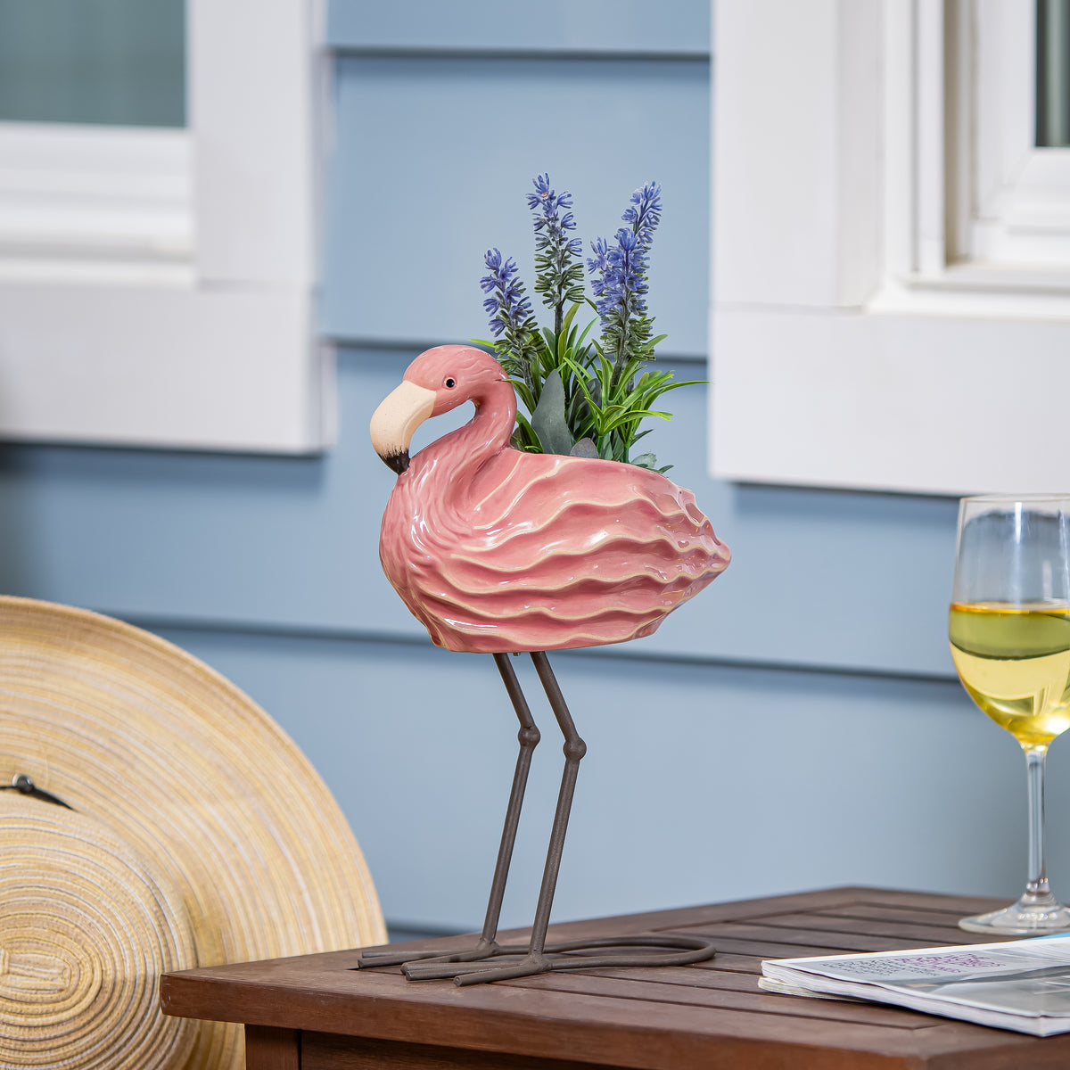 flamingo succulent planter Palm Beach Planter, Ceramic Flamingo, 11"