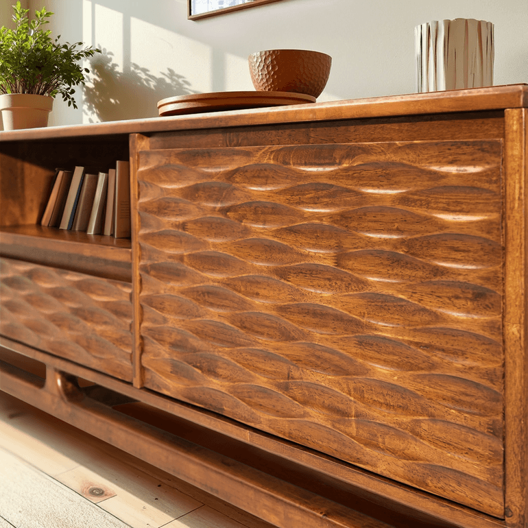 Acacia Elara Solid Wood TV Stand with Storage